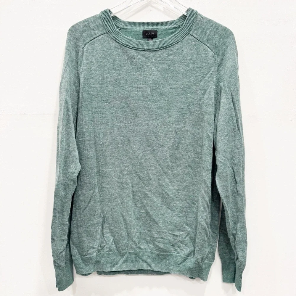 J. Crew Plaited Linen Cotton Sweater Green Men’s Large